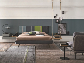 DIAGONAL - Fabric double bed with upholstered headboard by Tomasella - view 3