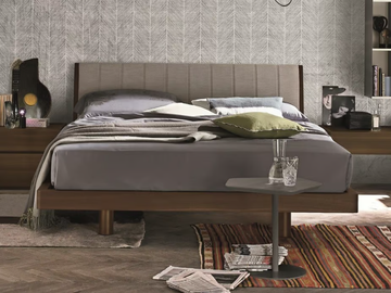 LIZ - Oak double bed with upholstered headboard by Tomasella - view 2