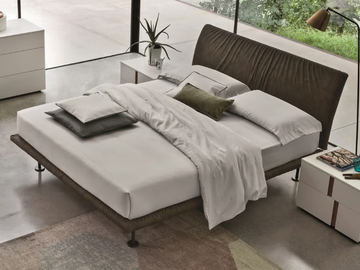 STROPICCIO - Upholstered leather double bed by Tomasella - view 2