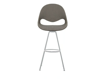 LITTLE MOON UPHOLSTERED - Upholstered high fabric stool with footrest by Tonon - view 3