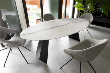 STEEL TABLE - Oval glass ceramic table by Tonon - view 3