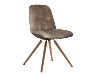 STEP SOFT UPHOLSTERED - Upholstered leather or fabric chair with wooden base by Tonon - view 2