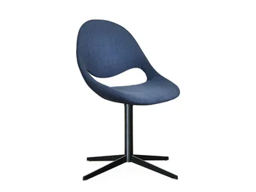 LITTLE MOON UPHOLSTERED - Upholstered trestle-based with 4-spoke base fabric chair by Tonon - view 2