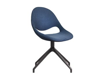LITTLE MOON UPHOLSTERED - Swivel upholstered trestle-based fabric chair by Tonon - view 2
