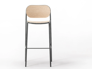 METIS WOOD - High wooden stool with back by TrabA' - view 3