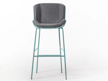 SKIN - Upholstered metal stool with footrest with back by TrabA' - view 3
