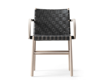 JULIE - Leather chair with armrests by TrabA' - view 2
