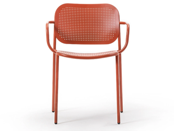 METIS DOT - Stackable metal chair with armrests by TrabA' - view 2