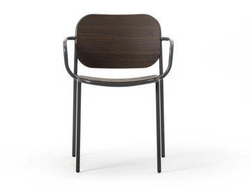 METIS WOOD - Stackable wooden chair with armrests by TrabA' - view 2