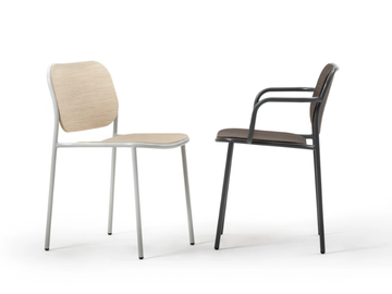 METIS WOOD - Stackable wooden chair with armrests by TrabA' - view 3