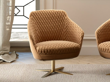 KATY - With 4-spoke base fabric easy chair with armrests by Tremolada - view 2