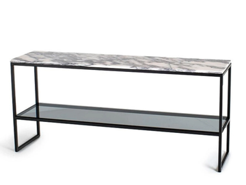 SQUARE - Rectangular glass and marble console table by Tremolada - view 3