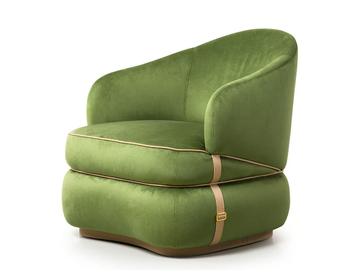 BLOOM - Velvet armchair with armrests by Turri - view 2