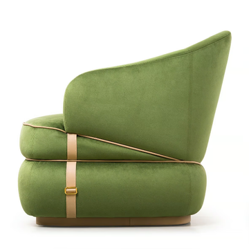 BLOOM - Velvet armchair with armrests by Turri - view 3