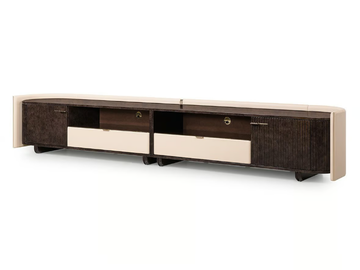 ECLIPSE - Leather TV cabinet with drawers by Turri - view 2