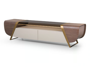 MELTING LIGHT - Wood and glass TV cabinet with drawers by Turri - view 2