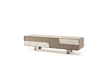 SOUL - Low wooden TV cabinet with doors by Turri - view 3