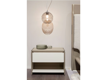 ZERO - Rectangular leather bedside table with drawers by Turri - view 3
