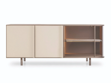 ZERO - Lacquered wooden sideboard with leather doors by Turri - view 2