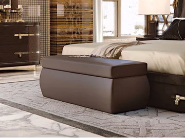 DIAMOND - Upholstered rectangular leather pouf by Turri - view 2