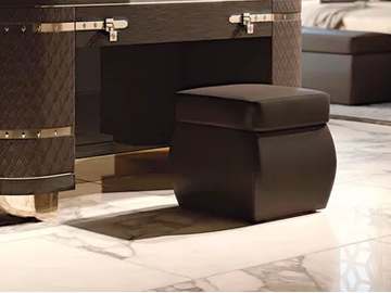 DIAMOND - Upholstered square leather pouf by Turri - view 2