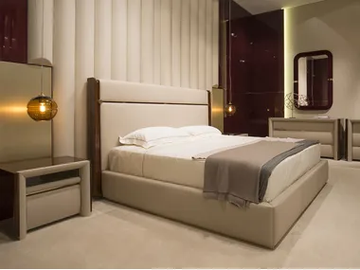 MADISON - Upholstered leather double bed by Turri - view 2
