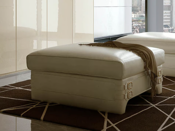 NUMERO TRE - Upholstered square leather pouf by Turri - view 2