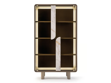 SOUL - Wood and glass display cabinet with integrated lighting by Turri - view 2