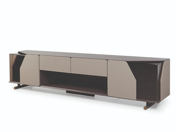 VINE - Wooden TV cabinet with leather doors and drawers by Turri - view 2