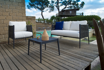LUCE - Square low aluminium garden side table by Unopiù - view 3