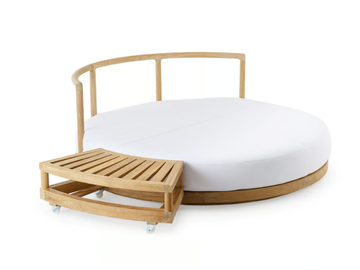 PEVERO - Low teak garden side table with castors by Unopiù - view 3
