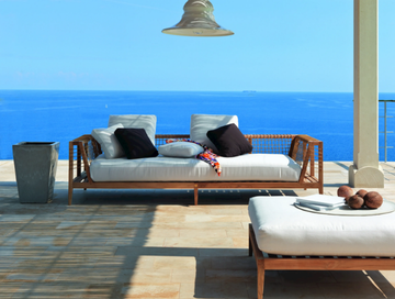 SYNTHESIS - Teak and acrylic fabric garden sofa by Unopiù - view 3