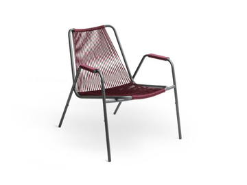 COCO - Powder coated steel and rope easy chair with armrests by Unopiù - view 3