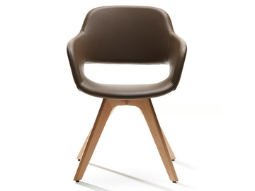 WIZARD - Upholstered chair with armrests and 4-legged wooden base by VAGHI - view 2