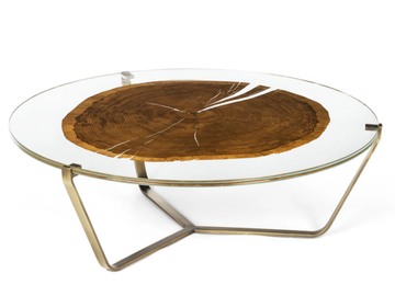 CORTINA - Low round wood and glass coffee table by VGnewtrend - view 2