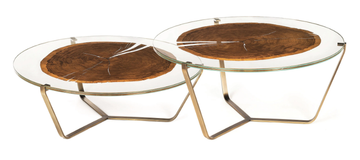 CORTINA - Low round wood and glass coffee table by VGnewtrend - view 3
