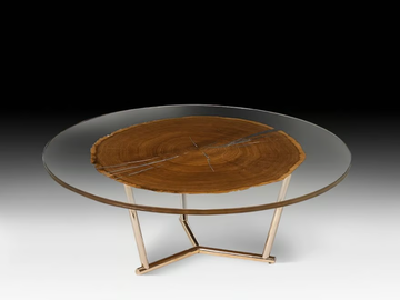 CORVARA - Low round wood and glass coffee table by VGnewtrend - view 3