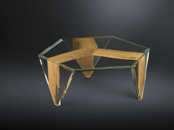 RUCHE VENEZIA - Low hexagonal wood and glass coffee table by VGnewtrend - view 2