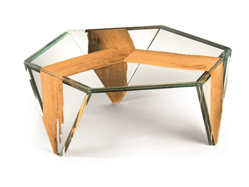 RUCHE VENEZIA - Low hexagonal wood and glass coffee table by VGnewtrend - view 3
