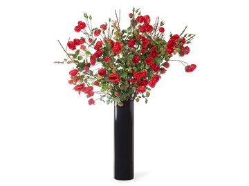 CYLINDER RED ROSES BUSH - Floral composition with glass vase by VGnewtrend - view 2