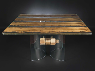 VENEZIA - Square wood and glass table by VGnewtrend - view 2