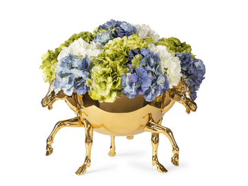 VASE HORSES HYDRANGEA - Floral composition with ceramic vase in 24 KT gold by VGnewtrend - view 2