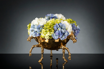 VASE HORSES HYDRANGEA - Floral composition with ceramic vase in 24 KT gold by VGnewtrend - view 3