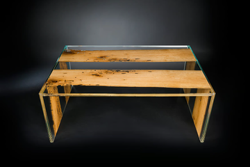 VENEZIA - Rectangular wood and glass coffee table by VGnewtrend - view 3