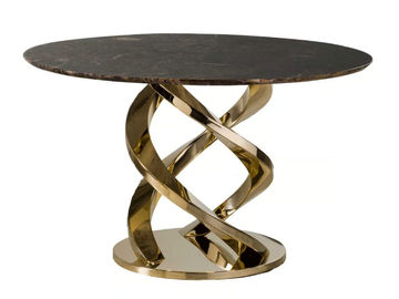 CERBERUS - Round Dark Emperador marble table by VILLARI - view 2