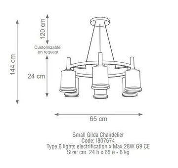 GILDA 6 - Suspension lamp in brass and porcelain by VILLARI - view 3