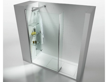 SCREEN - Tempered glass sliding panel with shelves and hooks by VISMARAVETRO - view 3