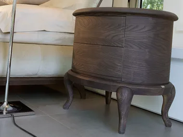 CONTEMPORARY LIVING - Oval wooden bedside table with drawers by VOLPI - view 2