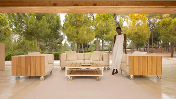 VINEYARD - Aluminium and wood garden sofa with castors by VONDOM - view 3