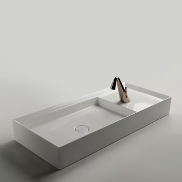 CUT - Countertop rectangular single ceramic washbasin by Valdama - view 3